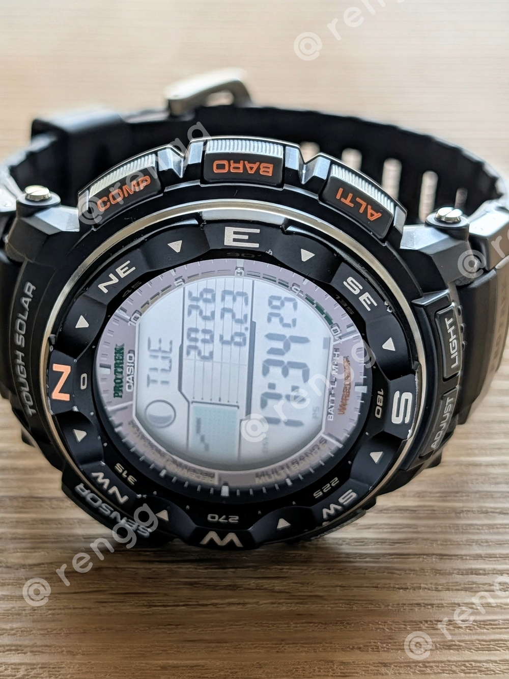Casio Pro Trek Black Digital Solar Watch Wave Ceptor Triple Sensor Alti Baro